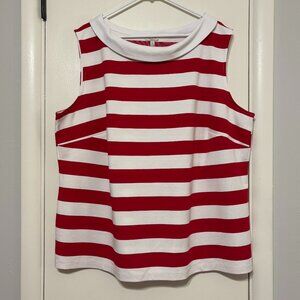 Talbots Women's Plus Red/White Nautical Stripe Sleeveless Shirt Top Tank 3X